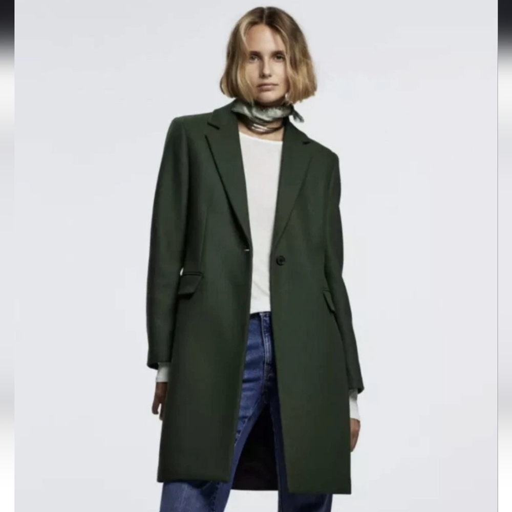 ZARA Bottle Green Wool Coat MANTECO 9164/744